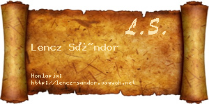 Lencz Sándor névjegykártya